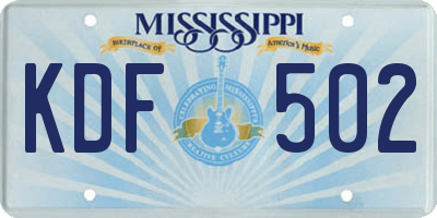 MS license plate KDF502