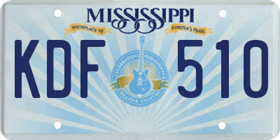 MS license plate KDF510