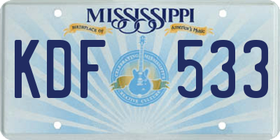 MS license plate KDF533