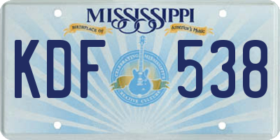 MS license plate KDF538