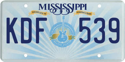 MS license plate KDF539