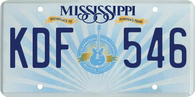 MS license plate KDF546