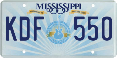 MS license plate KDF550