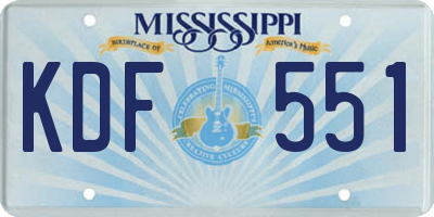 MS license plate KDF551