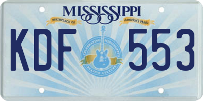 MS license plate KDF553