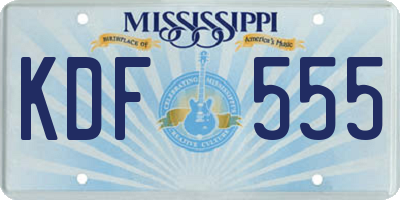 MS license plate KDF555