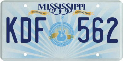 MS license plate KDF562