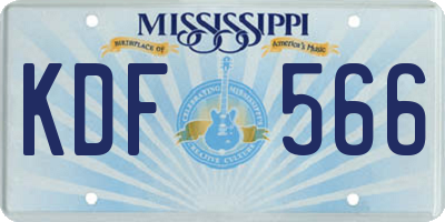 MS license plate KDF566