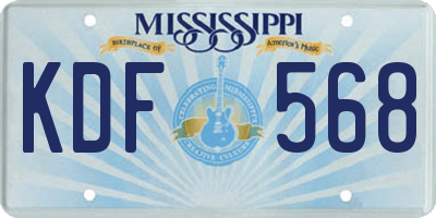 MS license plate KDF568