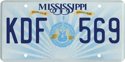 MS license plate KDF569