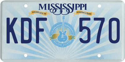MS license plate KDF570