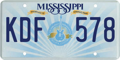 MS license plate KDF578
