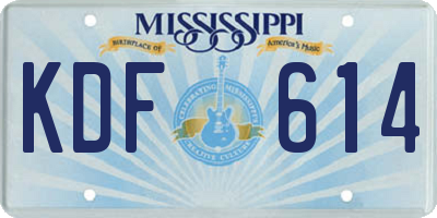 MS license plate KDF614