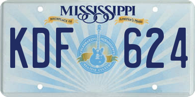 MS license plate KDF624