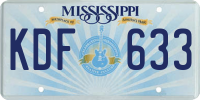 MS license plate KDF633