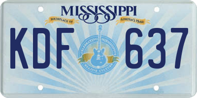 MS license plate KDF637