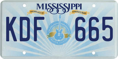 MS license plate KDF665