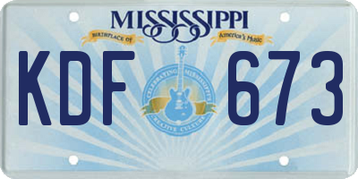 MS license plate KDF673