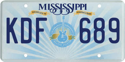 MS license plate KDF689