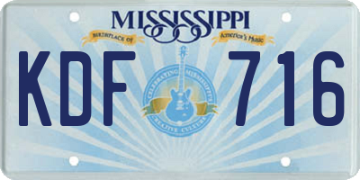MS license plate KDF716