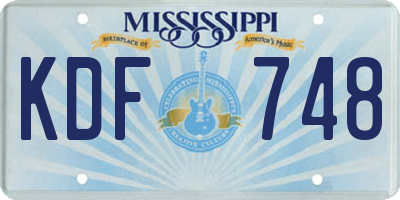 MS license plate KDF748