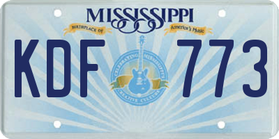 MS license plate KDF773