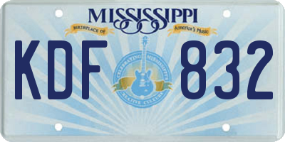 MS license plate KDF832