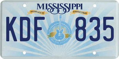 MS license plate KDF835