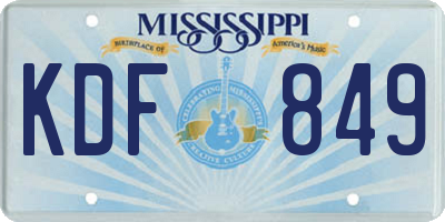 MS license plate KDF849
