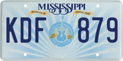 MS license plate KDF879