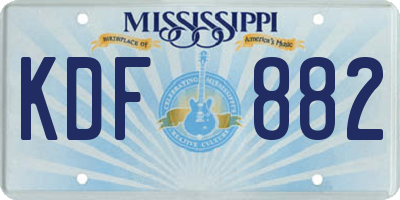 MS license plate KDF882