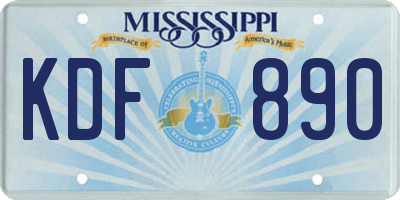 MS license plate KDF890