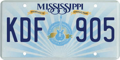 MS license plate KDF905