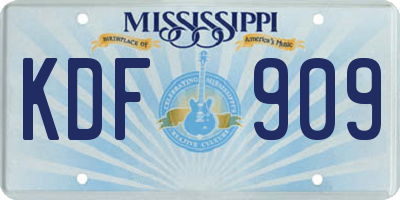 MS license plate KDF909