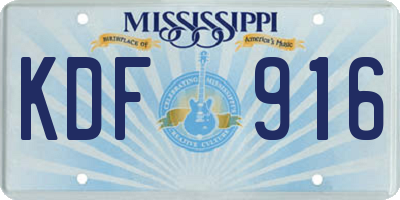 MS license plate KDF916