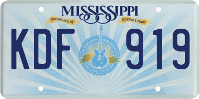 MS license plate KDF919