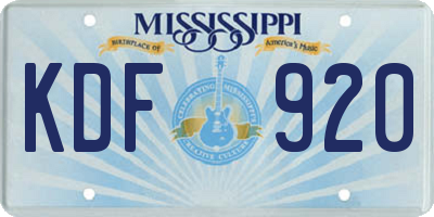 MS license plate KDF920