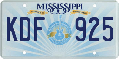 MS license plate KDF925
