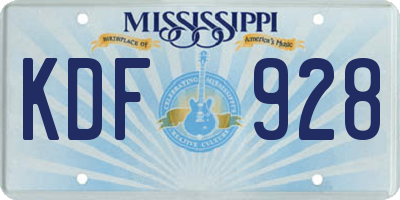 MS license plate KDF928