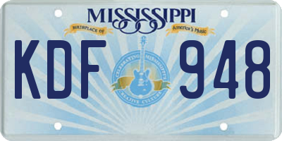 MS license plate KDF948