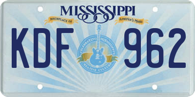 MS license plate KDF962