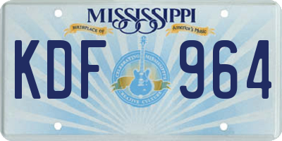 MS license plate KDF964