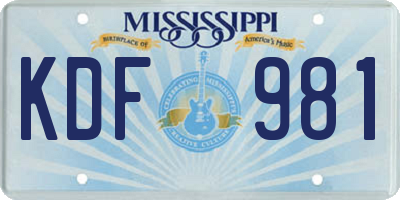 MS license plate KDF981