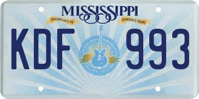 MS license plate KDF993