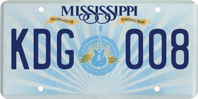 MS license plate KDG008