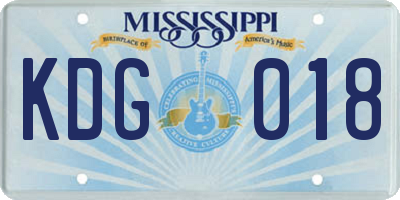 MS license plate KDG018