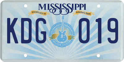 MS license plate KDG019