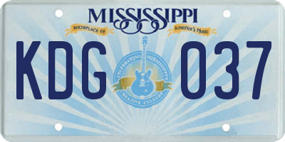 MS license plate KDG037
