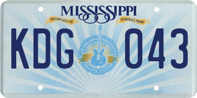 MS license plate KDG043