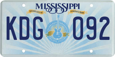MS license plate KDG092